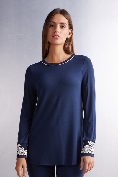 Intimissimi Maglia In Modal Pretty Flowers Donna Blu Taglia L