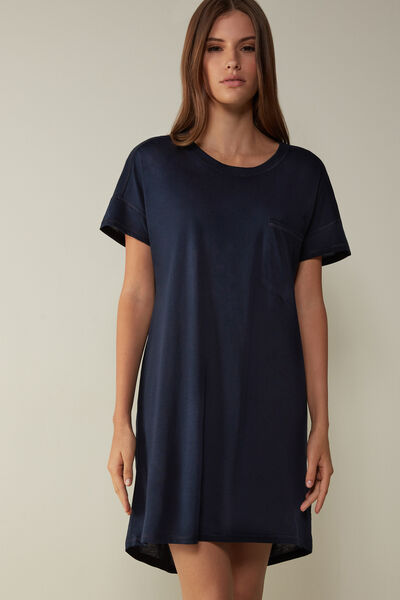 Intimissimi Camicia da Notte in Cotone Ultrafresh Donna Blu Taglia L