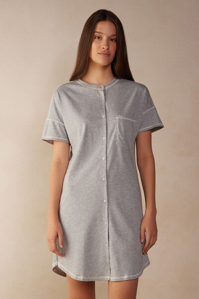 Intimissimi Camicia da Notte Aperta Davanti in Cotone Superior Donna Grigio Taglia L