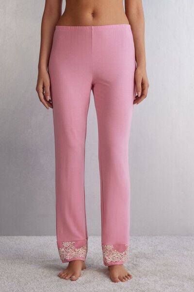 Intimissimi Pantalone Lungo in Modal con Balza Pretty Flowers Donna Rosa Taglia S