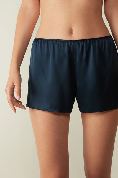 Intimissimi Pantaloncino Liscio in Raso di Seta Donna Blu Taglia M