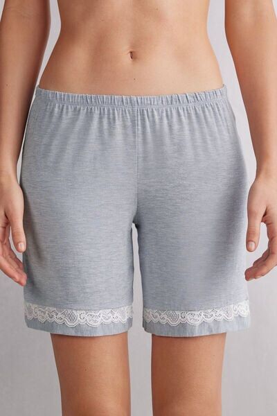 Intimissimi Pantaloncino in Modal con Dettagli in Pizzo Donna Azzurro Taglia M