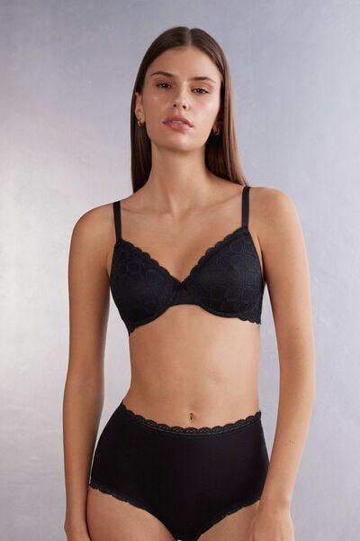 Intimissimi Reggiseno a Balconcino Francesca in Pizzo Donna Nero Taglia 3B