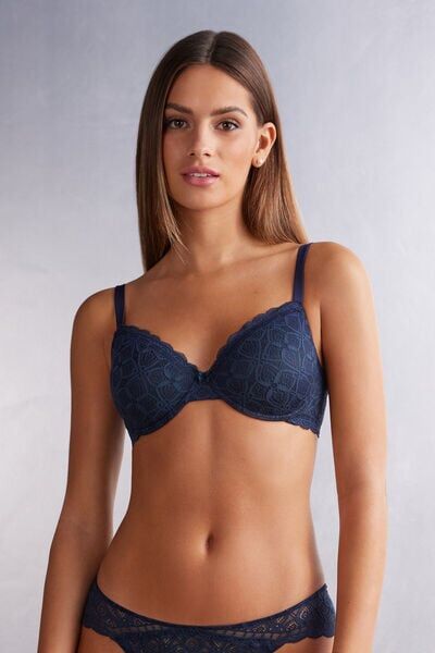 Intimissimi Reggiseno a Balconcino Francesca in Pizzo Donna Blu Taglia 5D