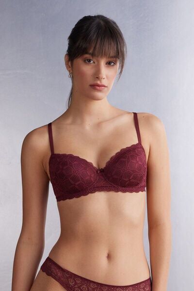 Intimissimi Reggiseno a Balconcino Sofia in Pizzo Donna Bordeaux Taglia 3B