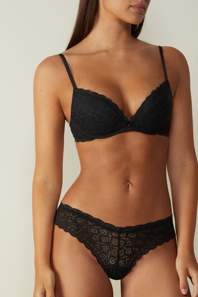 Intimissimi Reggiseno Super Push-Up Gioia in Pizzo Donna Nero Taglia 3B