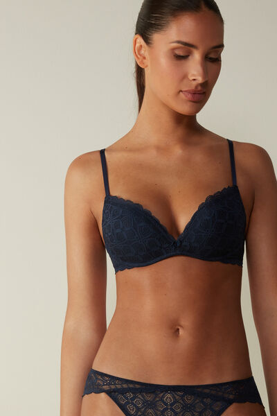 Intimissimi Reggiseno Super Push-Up Gioia in Pizzo Donna Blu Taglia 2B