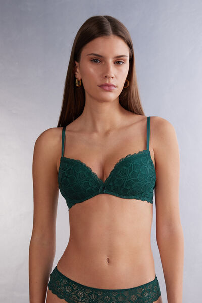 Intimissimi Reggiseno Super Push-Up Gioia in Pizzo Donna Verde Taglia 2C