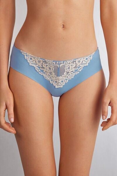 Intimissimi Slip in Cotone Senza Cuciture Pretty Flowers Donna Azzurro Taglia 3