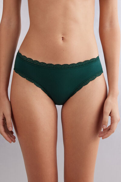 Intimissimi Slip in Cotone e Pizzo Donna Verde Taglia 6