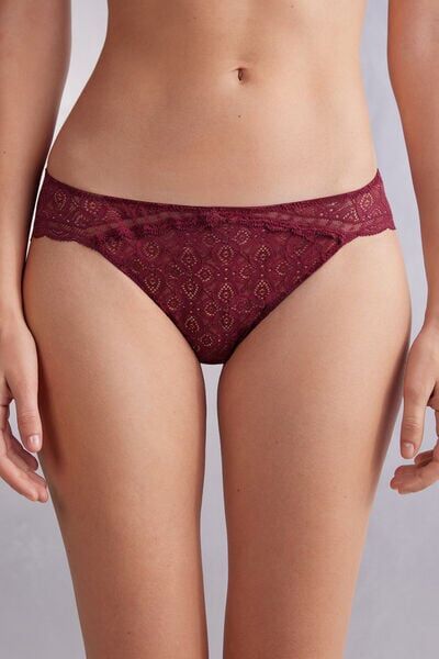 Intimissimi Slip in Pizzo Vita Bassa Donna Bordeaux Taglia 2