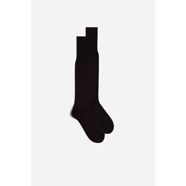 intimissimi calze lunghe in cotone filo di scozia rasato uomo marrone taglia 46-47