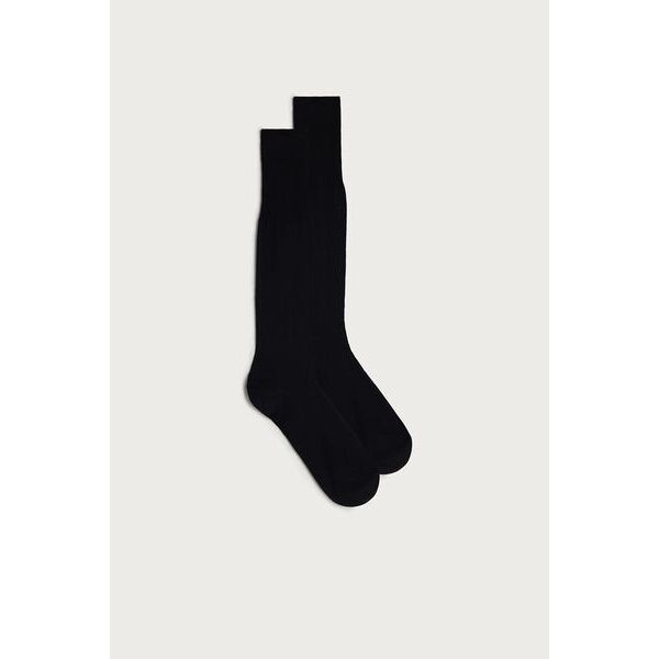intimissimi calze lunghe in cotone filo di scozia rasato uomo nero taglia 46-47