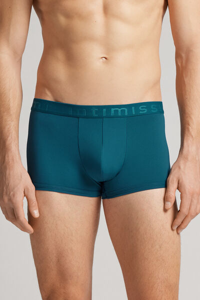 Intimissimi Boxer in Microfibra con Logo Uomo Blu Taglia 3