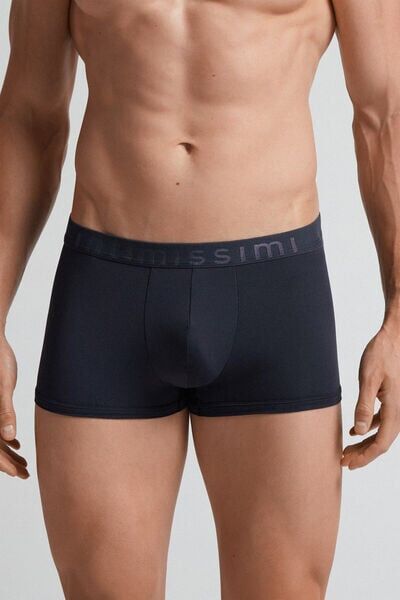 Intimissimi Boxer in Microfibra con Logo Uomo Blu Taglia 4