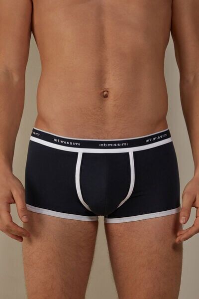 Intimissimi Boxer in Cotone Superior con Logo Uomo Blu Taglia 6