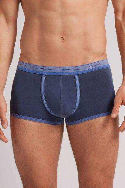 Intimissimi Boxer Washed Collection in Cotone Supima® Elasticizzato Uomo Blu Taglia 7