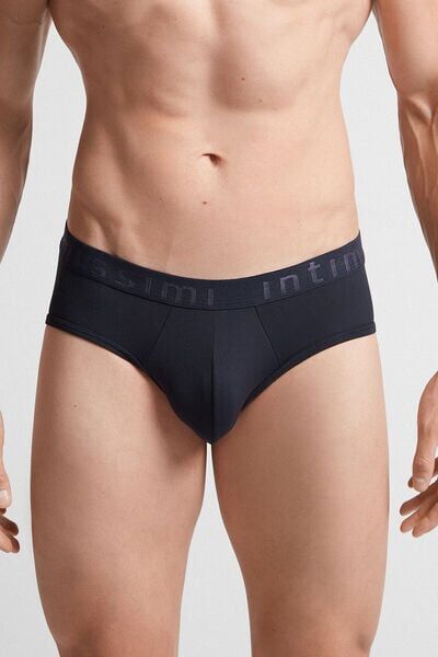 Intimissimi Slip in Microfibra con Logo Uomo Blu Taglia 4