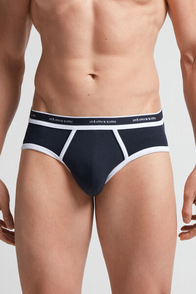 Intimissimi Slip in Cotone Superior con Logo Uomo Blu Taglia 5