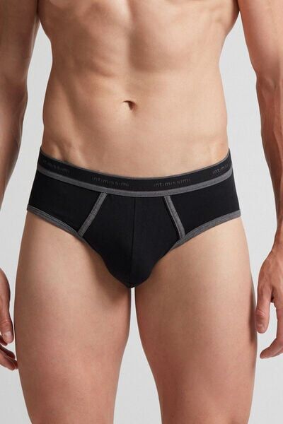 Intimissimi Slip in Cotone Superior con Logo Uomo Nero Taglia 6