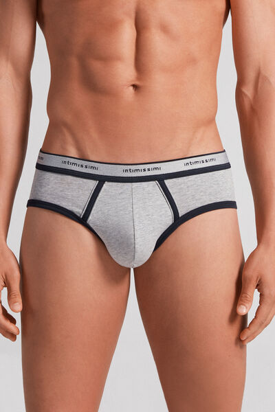 Intimissimi Slip in Cotone Superior con Logo Uomo Blu Taglia 3