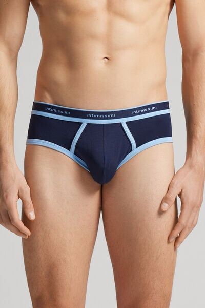 Intimissimi Slip in Cotone Superior con Logo Uomo Blu Taglia 5