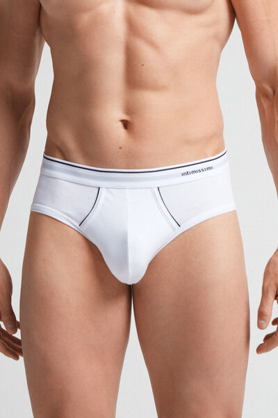 Intimissimi Slip in Cotone Superior con Elastico a Vista Uomo Bianco Taglia 4