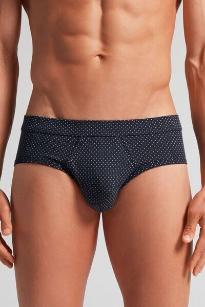 Intimissimi Slip Micro pois in Cotone Supima® Natural Fresh Uomo Blu Taglia 3