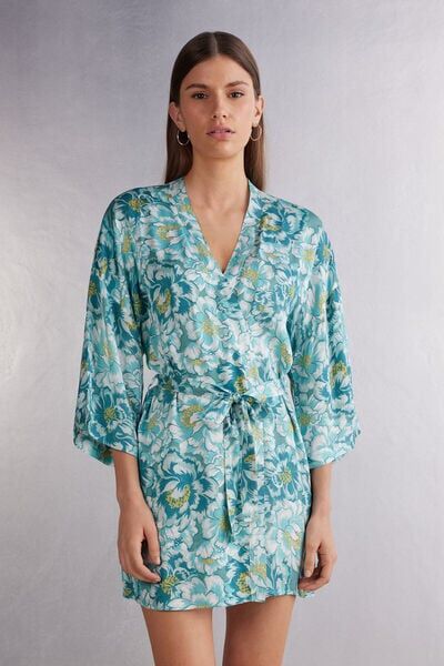 Intimissimi Kimono in Raso Emerald Flower Donna Verde Taglia M/L