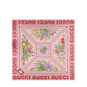 Gucci Foulard In Seta Stampata Rosa 01