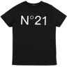 N°21 T-shirt In Jersey Di Cotone Con Logo Gommato Nero 10A