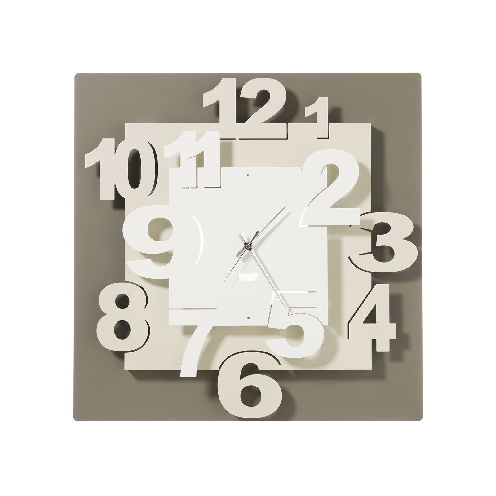 Casa Shop Orologio da parete squadrato Big Ziggurat Avorio, bianco e fango Casa Shop Orologio da parete squadrato Big Ziggurat Avorio, bianco e fango