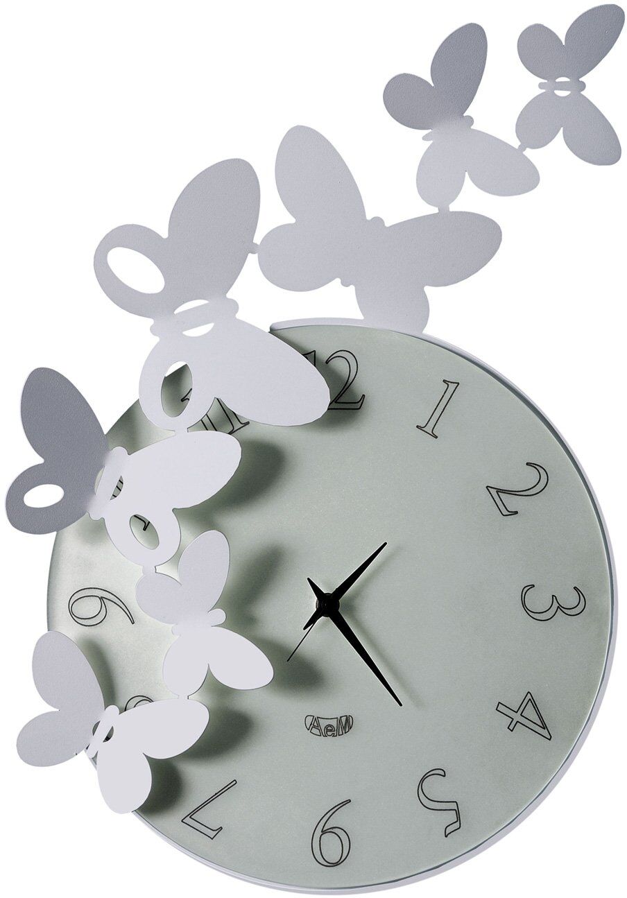 Casa Shop Orologio da parete tondo Butterfly Beige