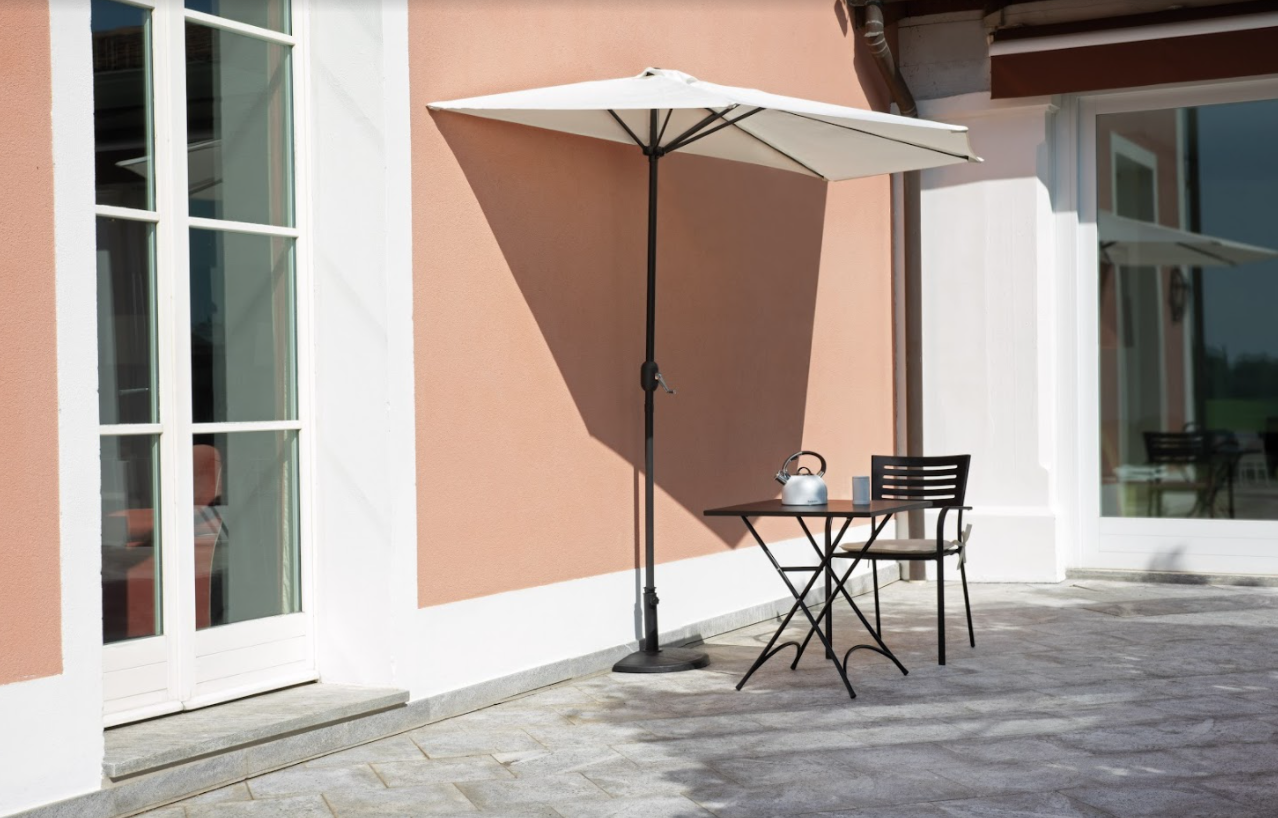 caesaroo mezzo ombrellone da giardino Ø 3 m con struttura in alluminio antracite   ecru
