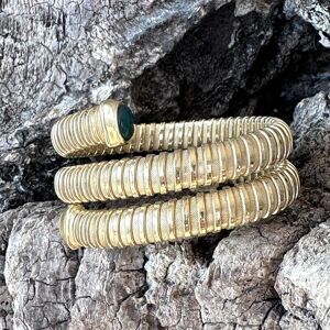 Idandi Bracciale In Argento Bagnato Oro E Agata Verde -