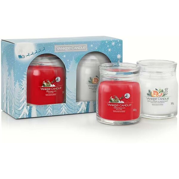 yankee candle cofanetto 2 candele profumate natalizie giare medie, 2 x 368g