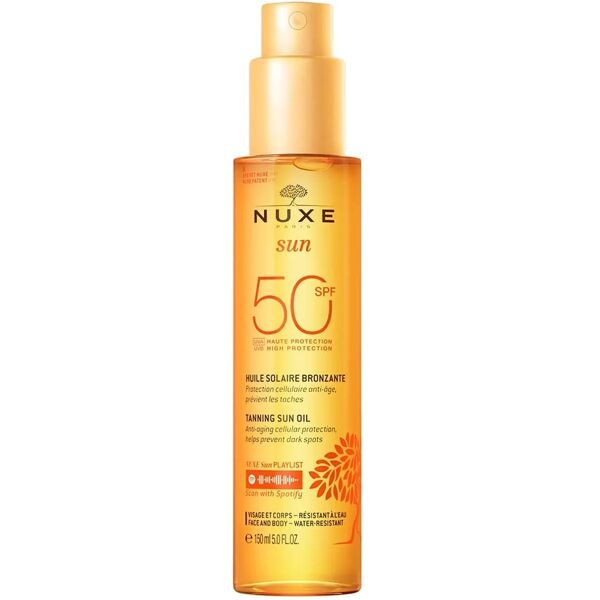 nuxe sole nuxe sun olio solare viso e corpo spf50 abbronzante ad alta protezione, 150ml