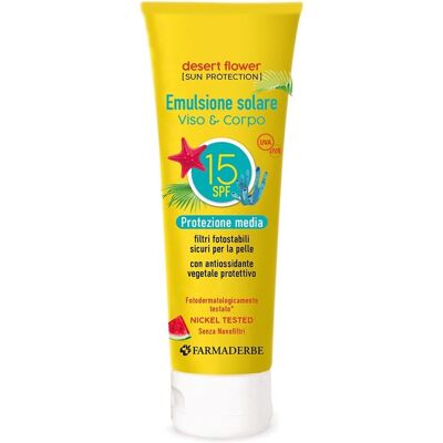 Farmaderbe Desert Flower - Emulsione Solare Viso e Corpo SPF15, 125ml Farmaderbe Desert Flower - Emulsione Solare Viso e Corpo SPF15, 125ml