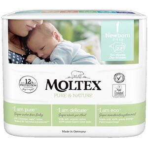 Moltex Pure & Nature - Pannolini Neonato Taglia 1 2-4 Kg, 22 pannolini