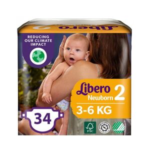 Libero Newborn - 2 Pannolini per Bambini da 3-6 Kg, 34 Pannolini