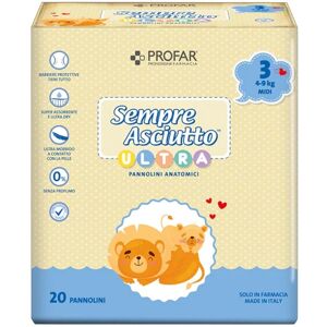 Profar Sempre Asciutto - Pannolini ultra midi Taglia 3 4-9Kg, 20 pannolini