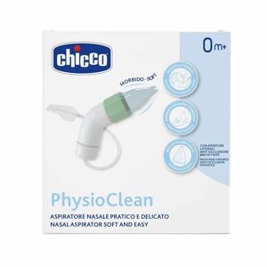 Chicco PhysioClean - Aspiratore Nasale 0M+, 1 Kit Aspiratore con 3 Beccucci