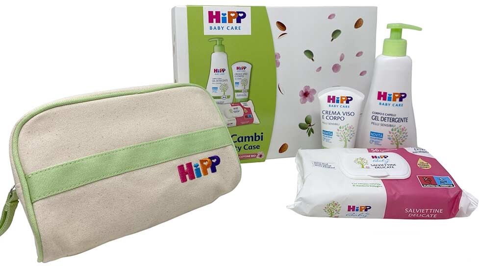 hipp baby care - cofanetto primi cambi detergente + crema + salviette + beauty