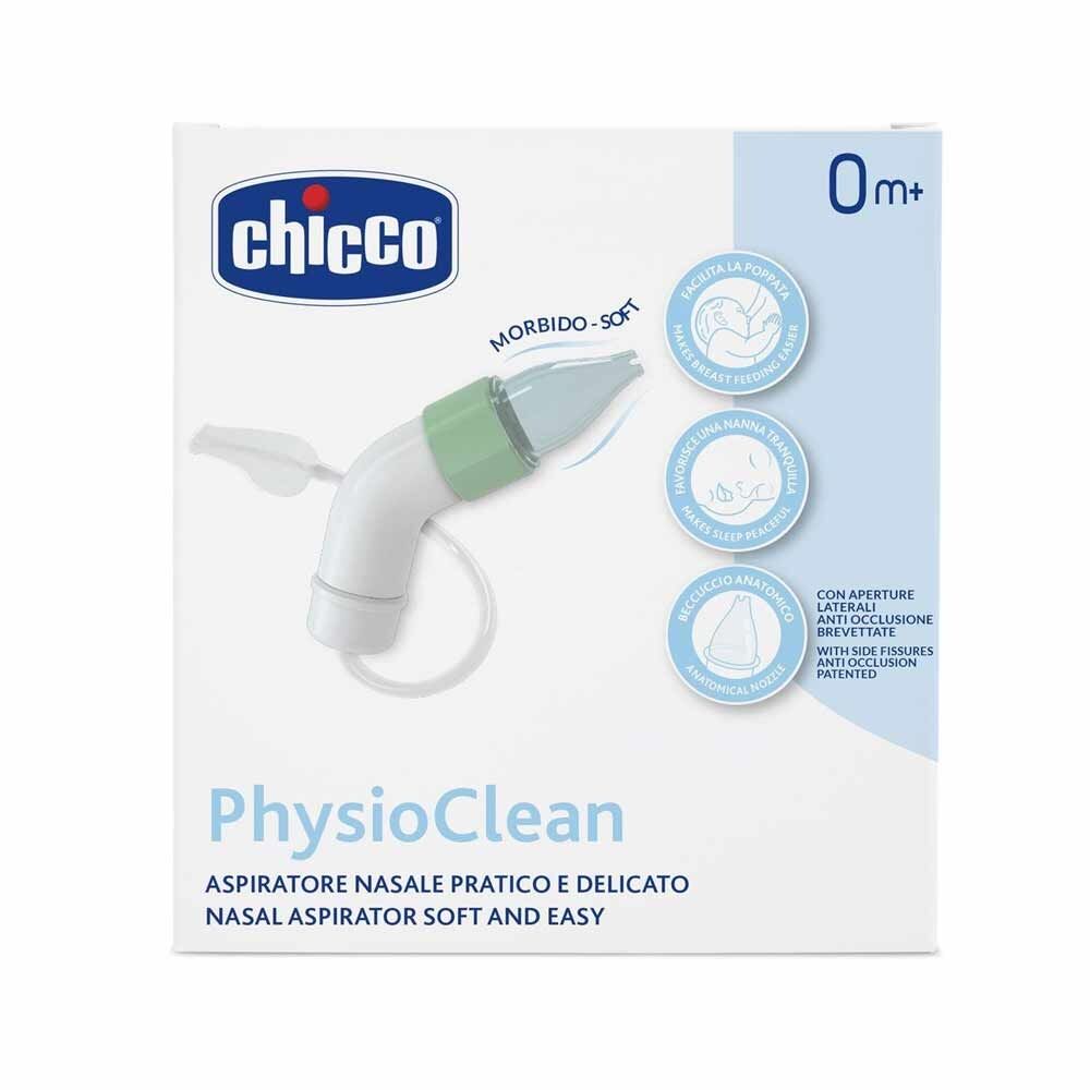 chicco physioclean - aspiratore nasale 0m+, 1 kit aspiratore con 3 beccucci