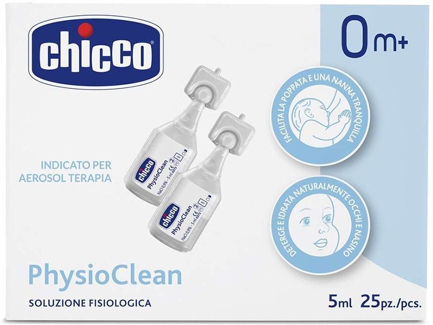 Chicco PhysioClean - Soluzione Fisiologica 0M+ Igiene Naso, 25 Flaconcini da 5ml