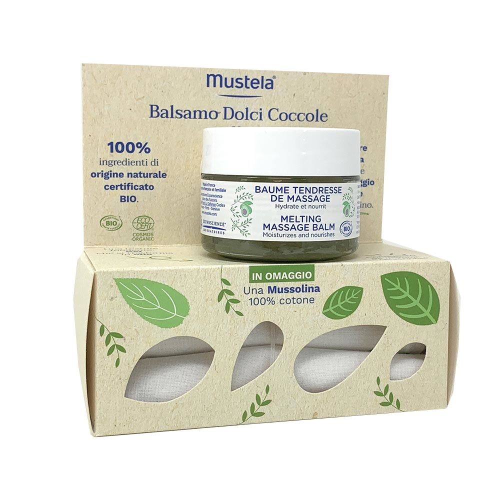 Mustela Balsamo Dolci Coccole Idratante e Nutriente + Mussolina, 90g