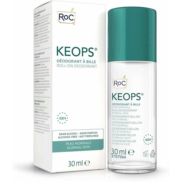 roc keops - deodorante roll on 48h senza alcol senza profumo pelle normale,30ml