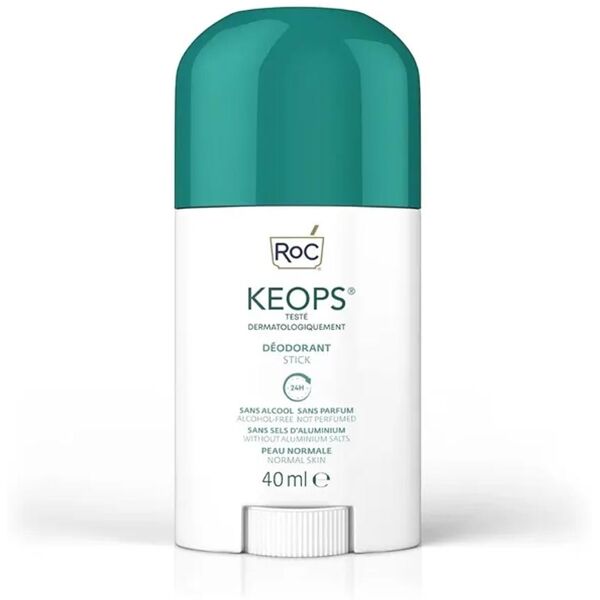 roc keops - deodorante stick senza alcool senza profumo efficacia 24h, 40ml