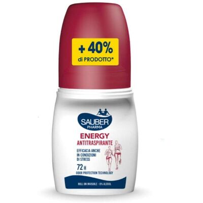 Sauber Deo 72H Energy - Deodorante roll-on antitraspirante per l'ipersudorazione, 70 ml Sauber Deo 72H Energy - Deodorante roll-on antitraspirante per l'ipersudorazione, 70 ml