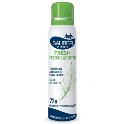 Sauber Deo 72h Fresh - Deodorante spray fresco e asciutto antiodore a lunga durata, 150 ml Sauber Deo 72h Fresh - Deodorante spray fresco e asciutto antiodore a lunga durata, 150 ml